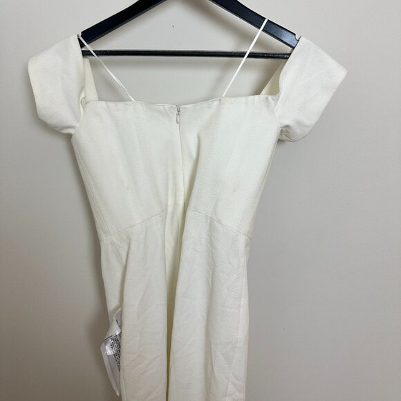 DRESS THE POPULATION Bailey Off the Shoulder Body-Con Dress in Off White Small - Picture 9 of 14